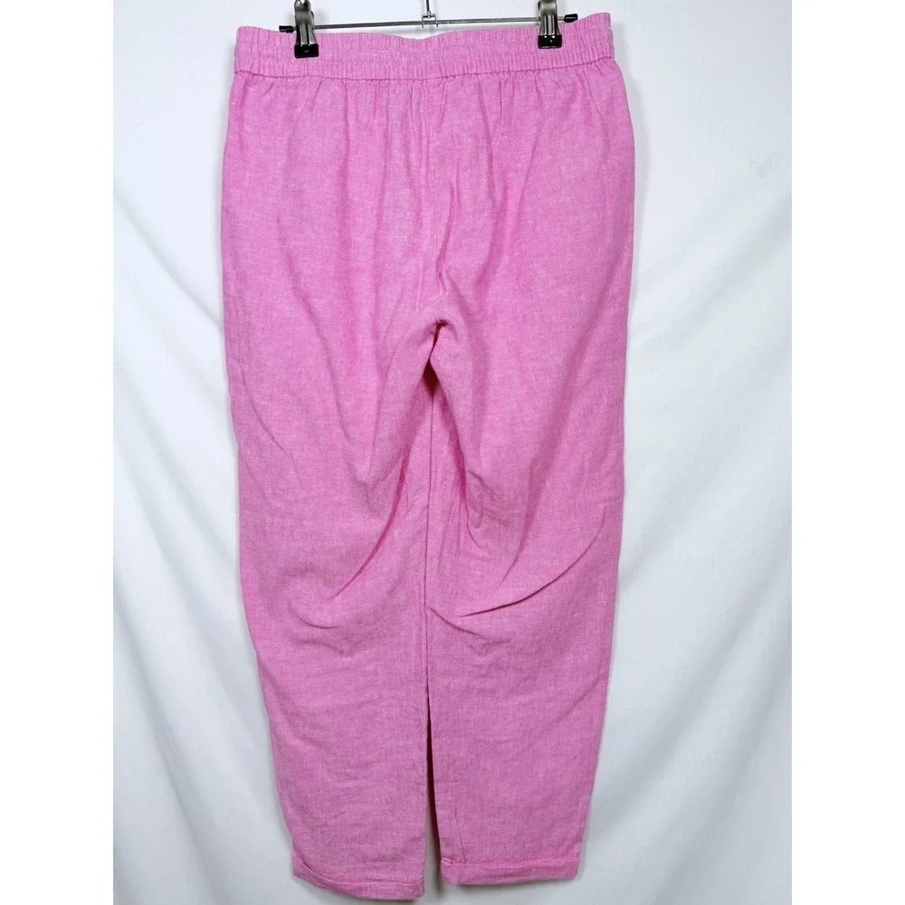 J.Crew Pink Linen‎ Blend Pants Drawstring Beach Coastal Old Money Preppy Size 6